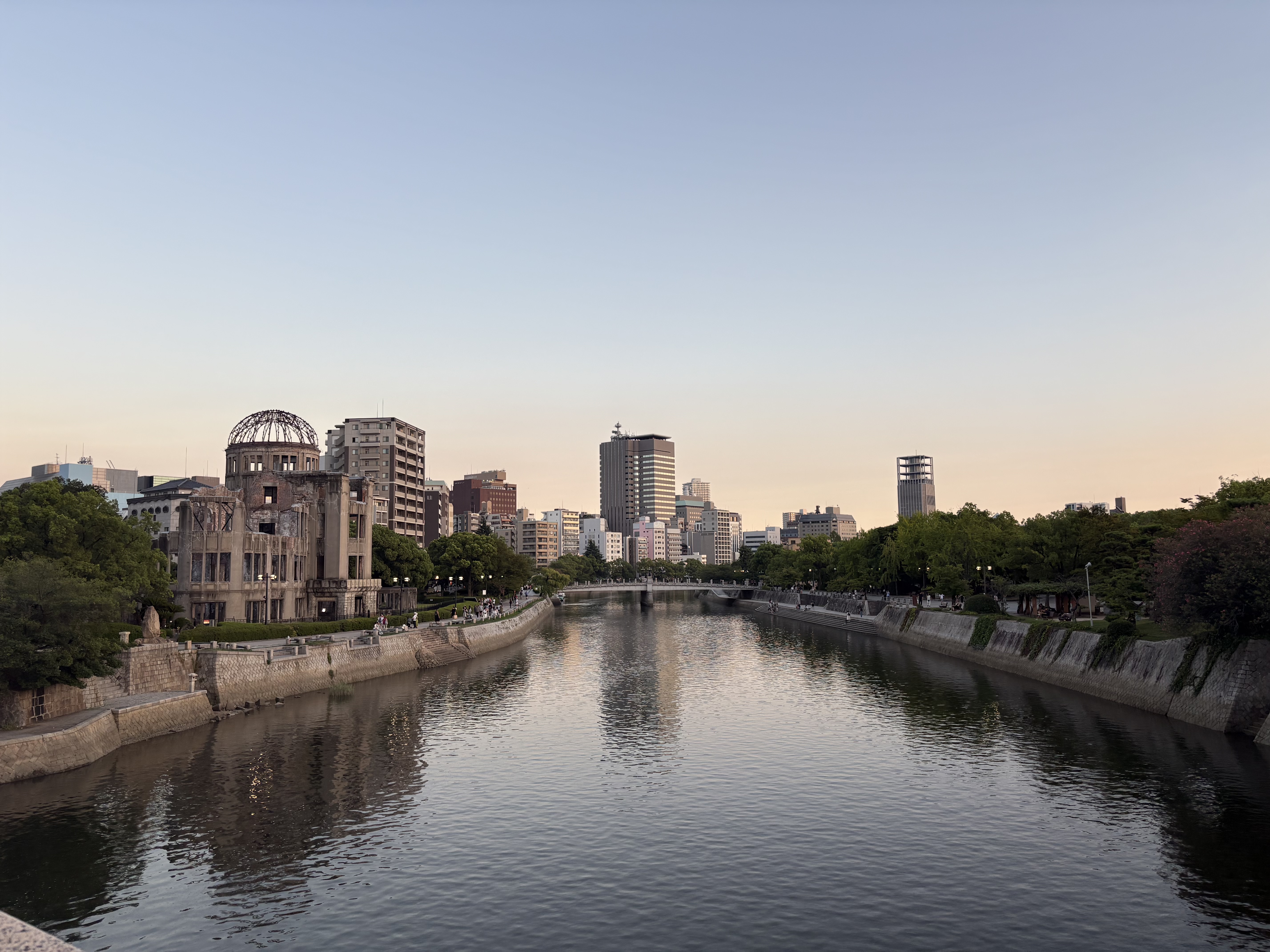 Motoyasu river running along the Hiroshima Peace Park Memorial.